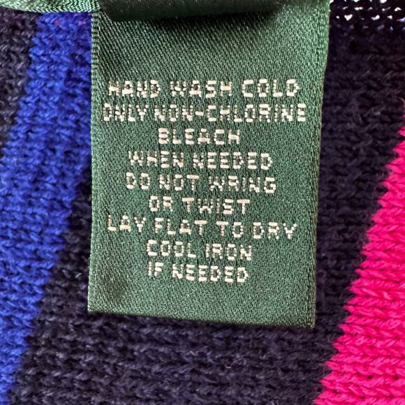 Lauren Ralph Lauren Linen Cotton Striped Knit Poncho Multicolor M/L Petite - Picture 12 of 12